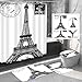 Amagical Frech Paris Eiffel Tower City of Love Black and White 16 Piece Bathroom Mat Set Shower Curtain Set Bath Mat Contour Mat Toilet Cover Waterproof Shower Curtian 12 Hooks