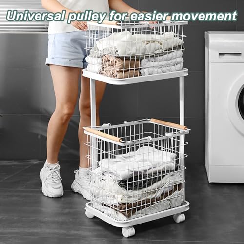 Panier à linge mobile pour salle de bain et chambre, rangement vertical compact