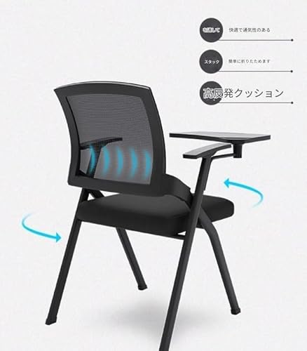 Nubikaテーブル付き折りたたみ会議チェア ライティングボード一体型 オールインワン設計 シンプルデザイン 会議室・教室研修用トレーニングチェア (筆記パッド付き,ブルー) [5]