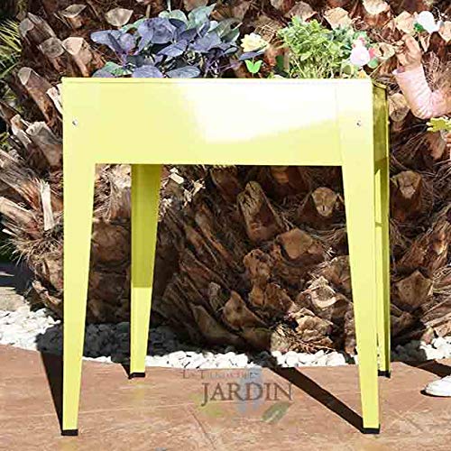 Suinga Mesa de Cultivo metálica Cuadrada 60 x 60 x 82 cm Amarilla Cultivar un huerto Familiar en su hogar