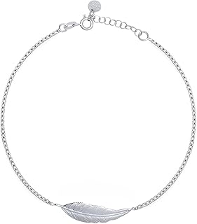 ZAVYA 925 Sterling Silver Modest Leaf Rhodium Plating Chain Anklet (Single) | Gift for Women &amp; Girls | 1 Year Plating Warr...