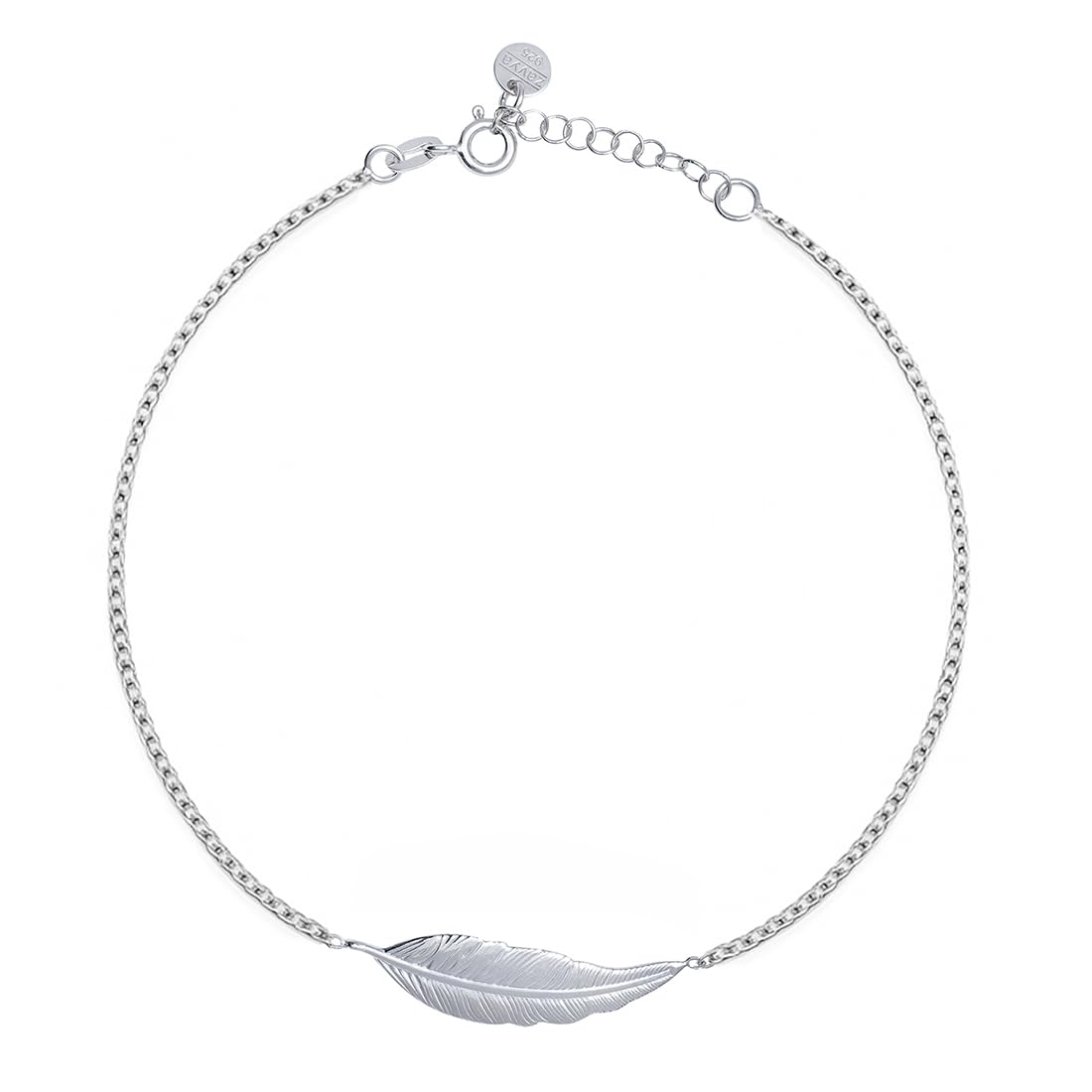 zavya 925 Sterling Silver Modest Leaf Rhodium Plating Chain Anklet (Single) | | Gift for Women & Girls | With Certificate of Authenticity & 925 Stamp-picture-7