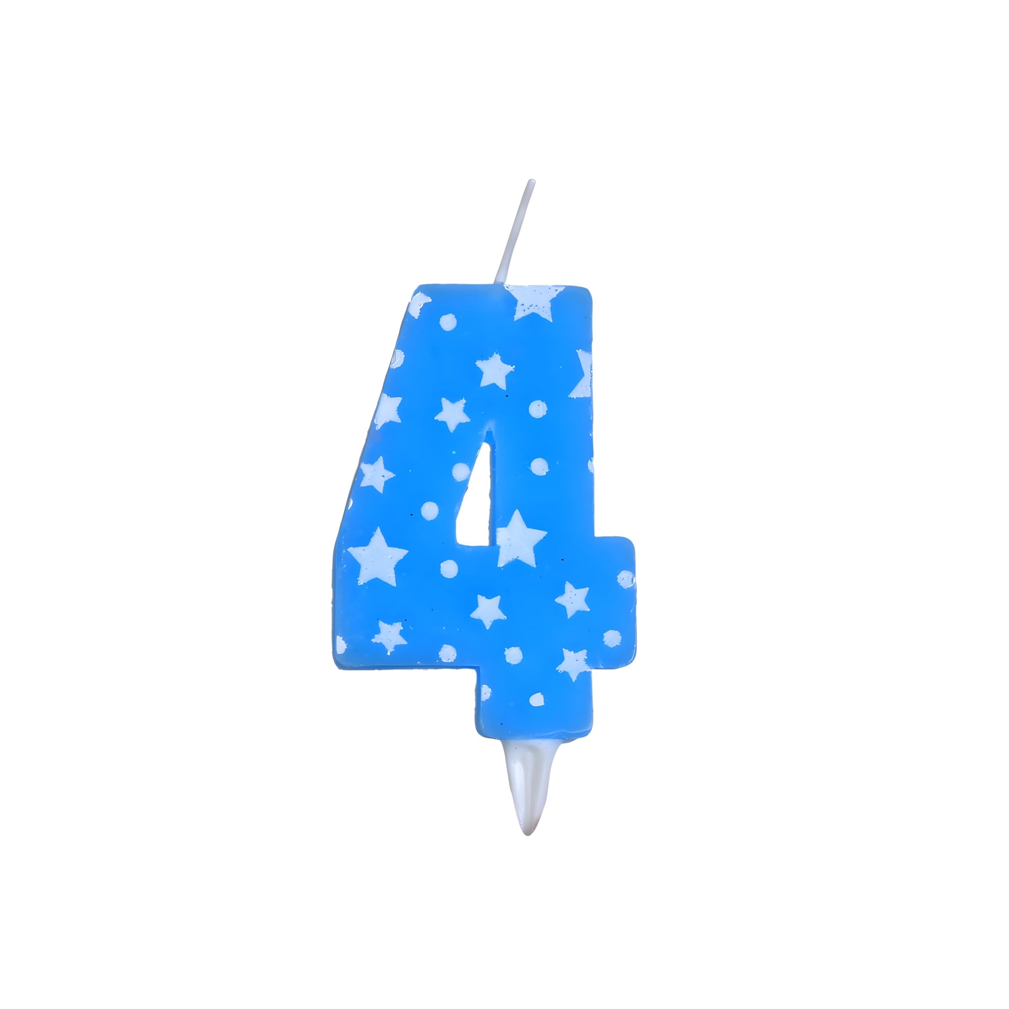 Juzfun Birthday Candles Number 4 for Cake Decoration Topper Fourth Anniversary Party Celebration Star Blue Colour Size : 4.3 x 6.3 CM