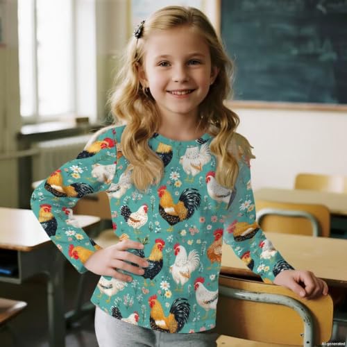 Image of WELLFLYHOM Long Sleeve T-Shirt for Boys Girls 3-16 Years Old Tee Tops Crewneck Pullover Shirts Fall Outfits