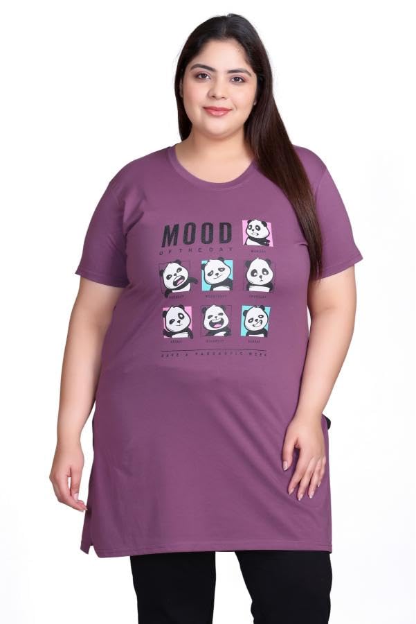 rysh Women's Plus Size Cotton Long-line Chest Print T-Shirt with Pocket-picture-44