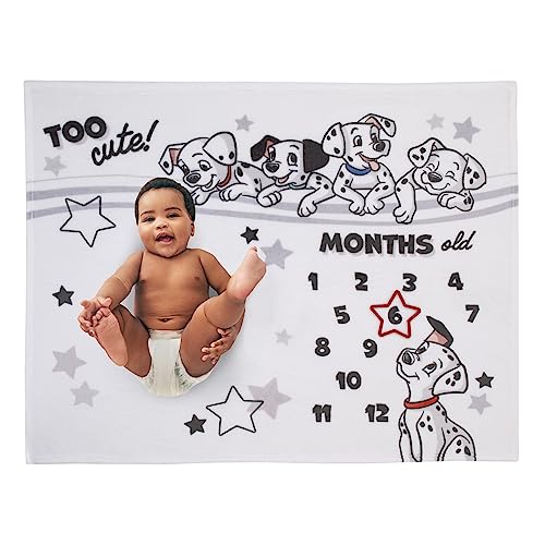 Image of Disney 101 Dalmatians White and Black Too Cute Super Soft Photo Op Milestone Baby Blanket
