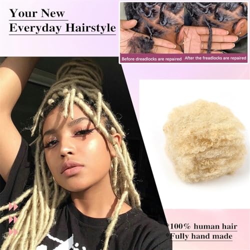 Extensiones de rastas rubias de cabello humano afro para trenzado de 6" 4