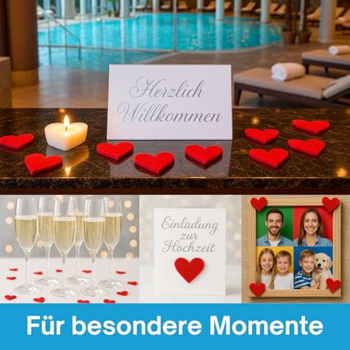 edelkern Filz Herz Deko | rote Filzherzen | rote Streudeko Herzen aus Filz zum Dekorieren und Basteln (DIY) | 80 Stück