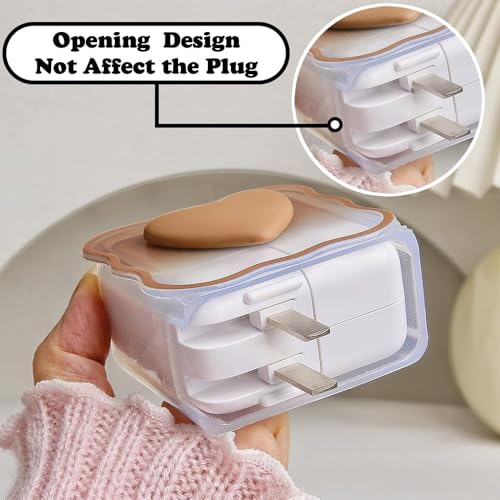 Image of FACTOTECH Case for MacBook & iPad Charger, 29w 30w 35w Charger Case, Travel Cord Organizer, Accessories (for Apple 29w 30w 35w Adapter)-Brown Heart