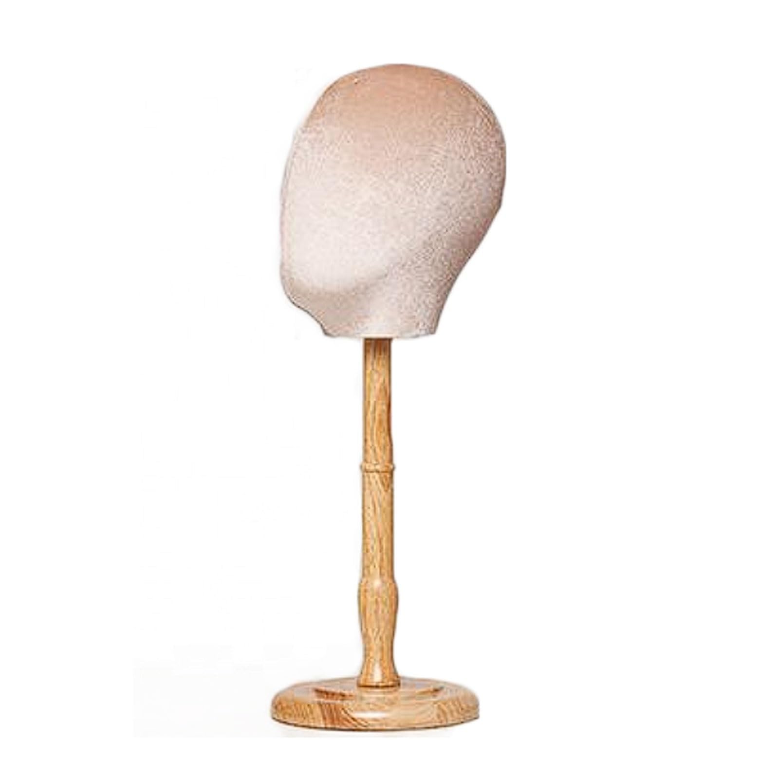 WxuuLTGJR Store Jewelry Display Stand with Wooden Base Jewelry Easel Holder Hat Tower Organizer Fabric Mannequin Head for Wig and Scarf(Champagne,53 * 54cm)