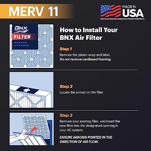 Image of BNX TruFilter 14x25x1 Air Filter MERV 11 (4-Pack) - MADE IN USA - Allergen Defense Electrostatic Pleated Air Conditioner HVAC AC Furnace Filters for Allergies, Dust, Pet, Smoke, Allergy MPR 1200 FPR 7