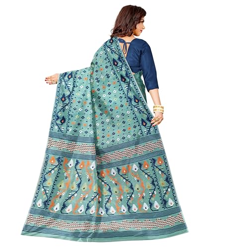 Image of Mayabi Women's Dhakai Jamdani Cotton Silk Saree Traditional Bengali Tant Korat Work, Without Blouse Piece
