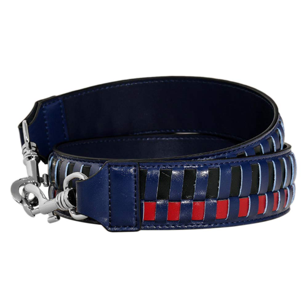 Bandoulière pour sac à main en simili cuir bleu foncé avec mousquetons métalliques