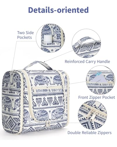 Image of Hanging Travel Toiletry Bag Cosmetic Make up Organizer for Women and Men, Elephant (Large),