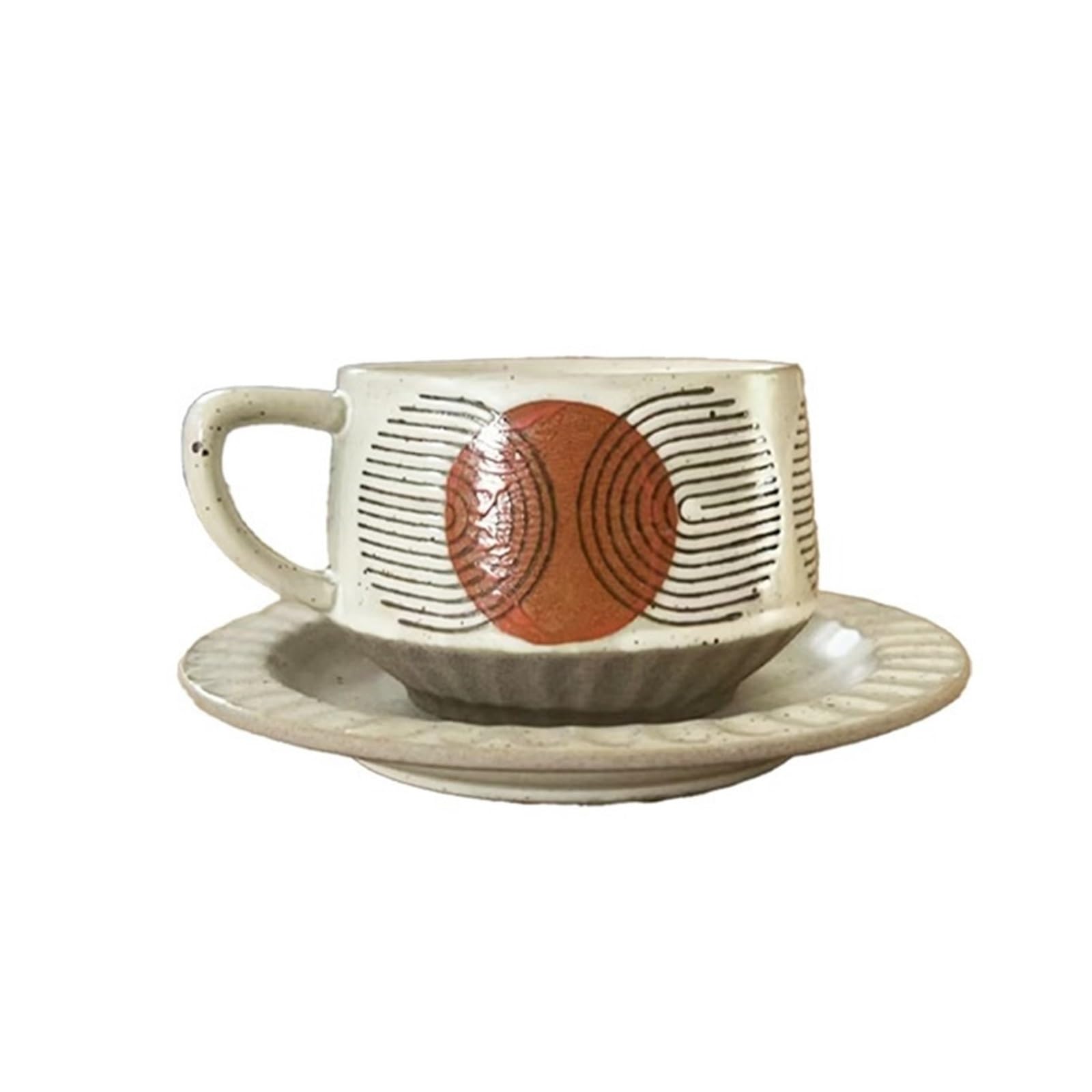 LIBANGRONG-888 Mugs Coffee/Tea Cup Set Retro Ceramic with Saucer Home Cafe 300ml Milk Tea Cup