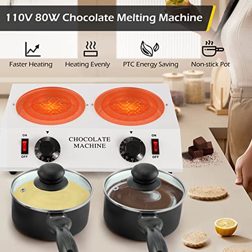 Dyna-Living Chocolate Melting Pot Cheese Chocolate Tempering Machine Electric Melter Fondue Pot Heater For Chocolate, Butter, Cheese, Cream, Candy, Milk, Coffee(Double Heads) #TOP2
