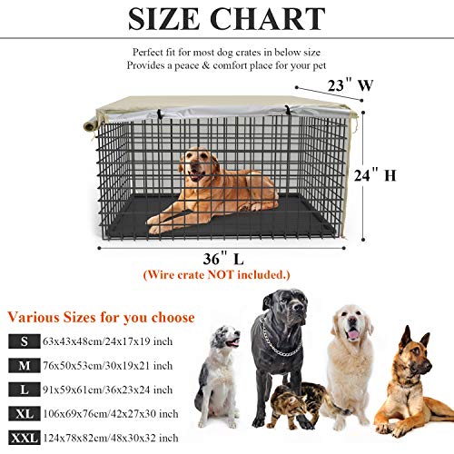 Iptienda Dog Crate Cover, Dog Kennel Cover for 30 Inch Double Door Wire Dog Cage, Beige (30" L x 19" W x 21" H) - Image 4
