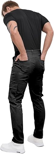 Miniatura 5 de ALLELMS Pantalones cargo para hombre, ajuste clásico, elásticos, ligeros, casuales para hombre
