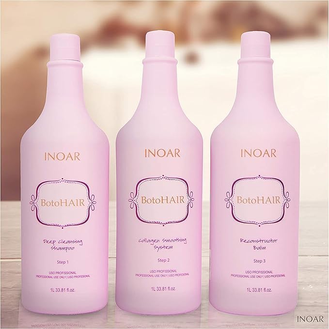 INOAR PROFESSIONAL BotoHAIR Tiefenreinigungs-Shampoo, BotoHAIR Kollagensystem und BotoHAIR Rekonstructor-Balsam, 3 Liter