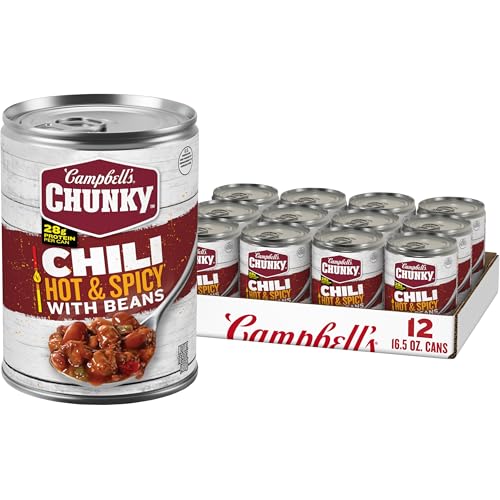 Image of Campbell's Chunky Hot and Spicy Chili With Beans, 16.5 oz Can (Pack of 12)