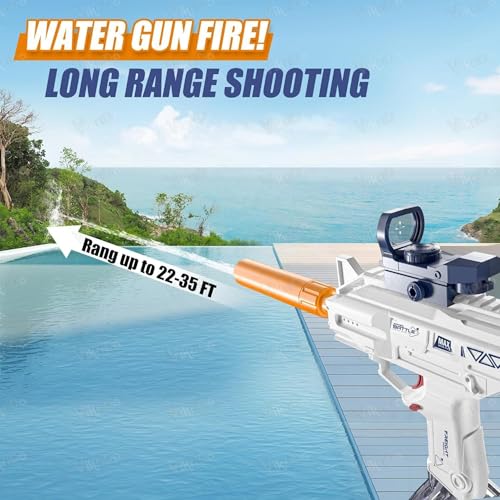 Image of VikriDA Electric Water Gun with Free Extra Rechargeable Battery, Powerful Water Guns Up to 35 FT Long Range, 500CC+60CC Capacity Super Water Blaster Summer Toys for Pool - Blue