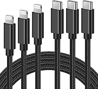 Ulinek USB C to Lightning Cable, MFi Certified 1M+2M+3M Fast Charging iPhone Charger Cable Nylon Braided, PD Lightning Type C Cord Compatible with iPhone 11 12 Pro Max XR X 8 Plus 8 iPad Pro, Black