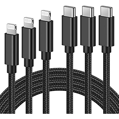 Ulinek USB C to Lightning Cable, MFi Certified 1M+2M+3M Fast Charging iPhone Charger Cable Nylon Braided, PD Lightning Type C Cord Compatible with iPhone 11 12 Pro Max XR X 8 Plus 8 iPad Pro, Black Cover