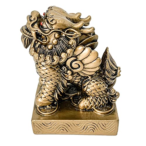 Estatua Feng Shui Chi Lin protector de buena fortuna 2.75 in miniatura 6