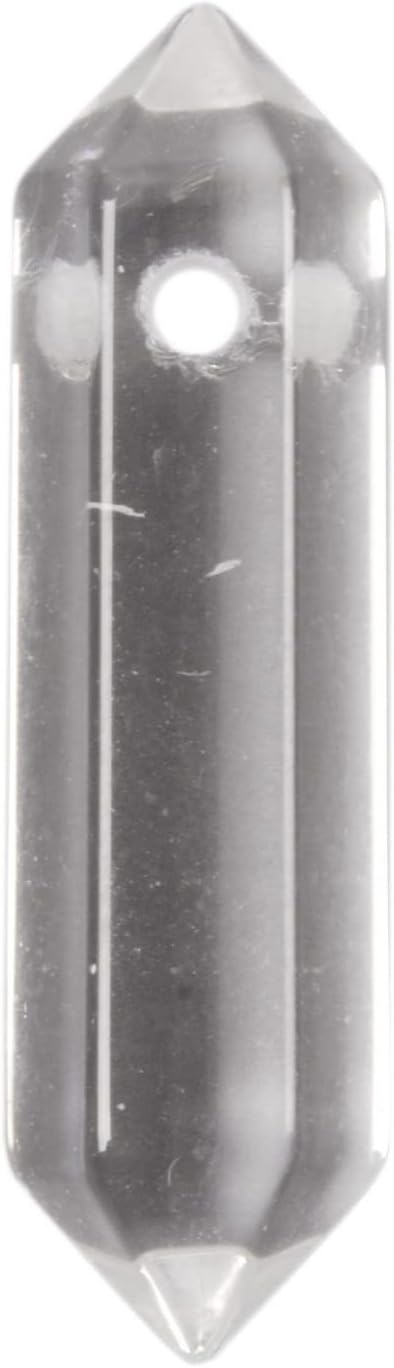 Clear Quartz 32mm Natural Gemstone Hexagonal Wand Jewelry Making Crystal Pointed Chakra Reiki Healing Beads 2mm Hole Drilled(Pack of 10)