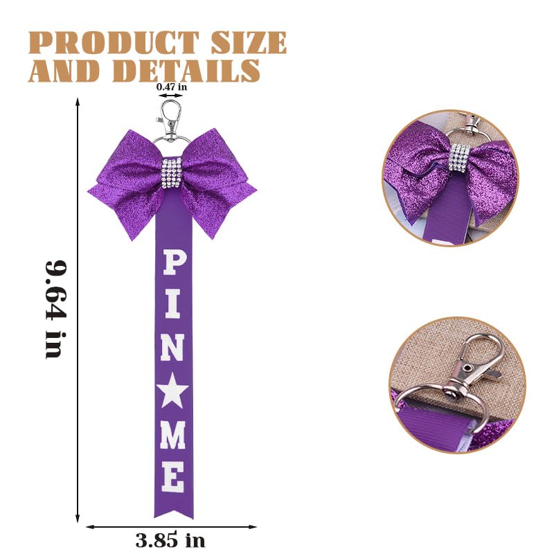 Pin Me Cheer Bows Ribbon Keychain for Cheerleaders Cheerleading Gift for Toddler Girl Pin Keychain with Bow2