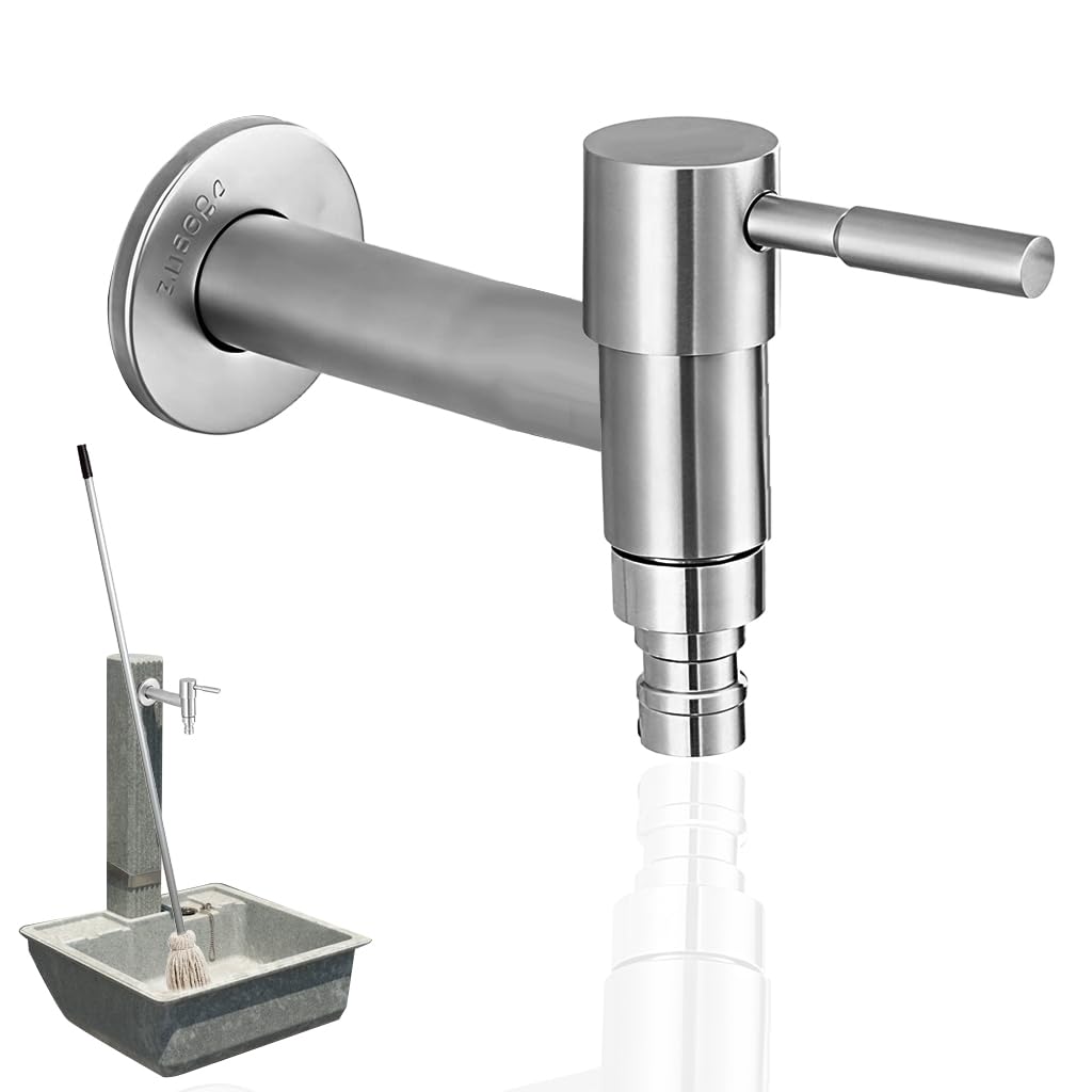 HASTHIP® 4.5'' Stainless Steel Washing Machine Tap, Bathroom and Laundry Basin Tap, Tap for Washing Machine, Durable Rust-Resistant Utility Sink Fixture for Easy Installation and Stylish Upgrade-image-28