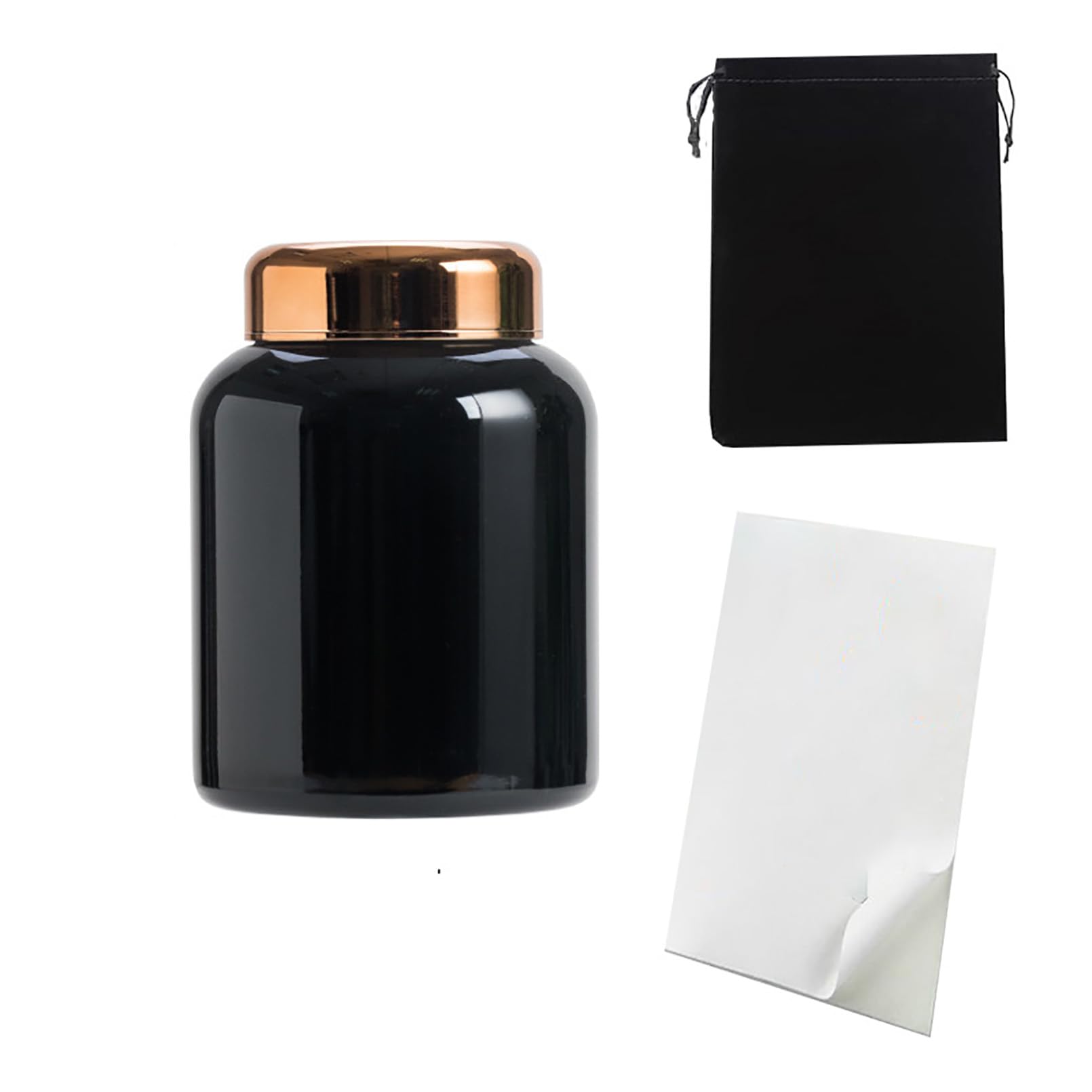 EVELUXWITMedium Stainless Steel Urn for Human Ashes Keepsake Urns for Adult Male Female Cremation Memory Urns Decorative Funeral Burial Urn,7.28" H x 5.31" L,Black,Medium