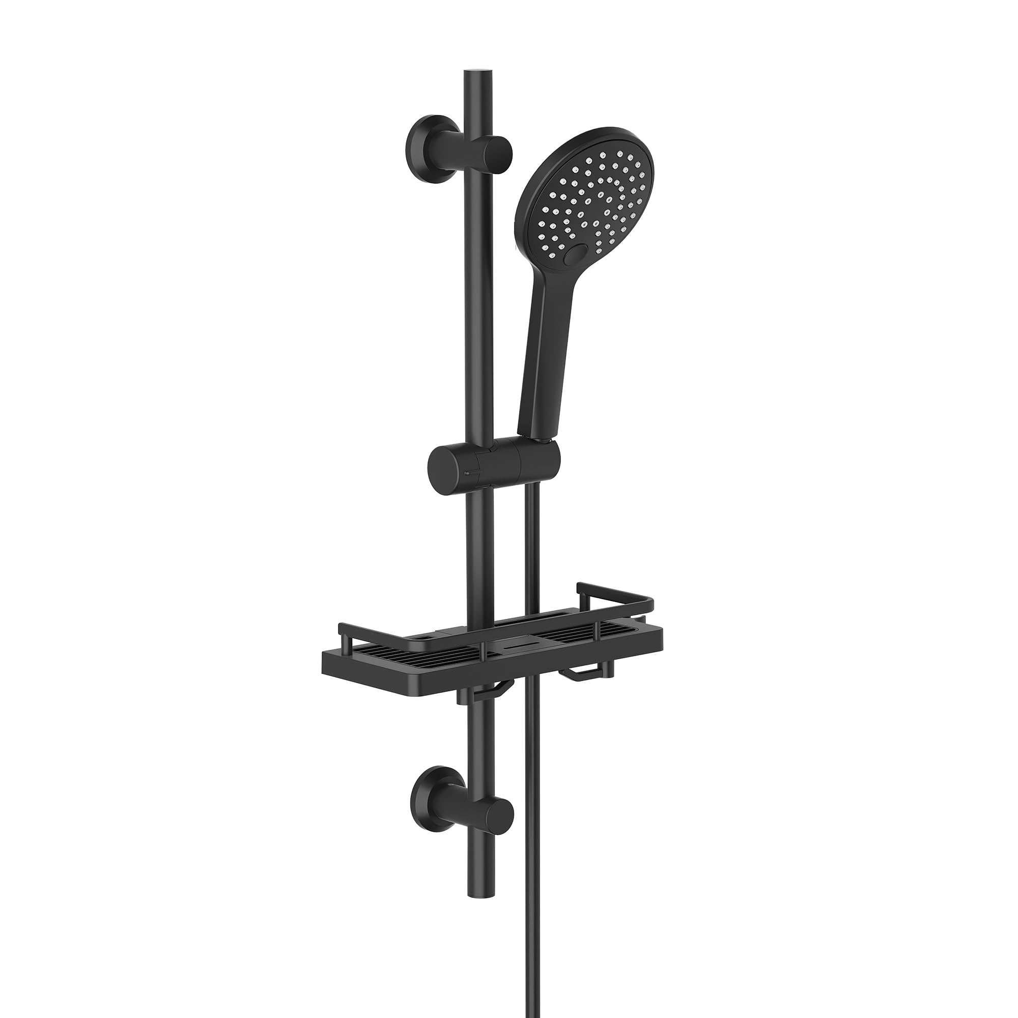 Görbach Black Shower Bar 70 cm with Soap Dish and Shower Head 3 Jets, Stainless Steel Shower Bar with Solid Wall Shower Holder (HBD12MB)
