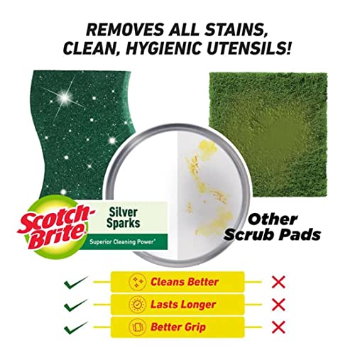 Image of Scotch Bright Silver Spark Scrub Pad - 7cmX7.5cm (Pack of 2)