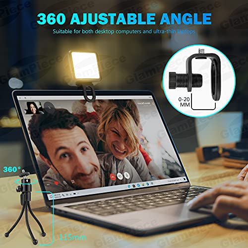 GlamPiece Videokonferenz Licht LED RGB,Dimmbare Videoleuchte 2500K-9000K, Selfie Licht mit Clip und Stativ, Mini Led… – Bild 5