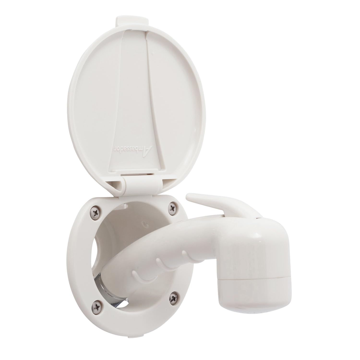 Recessed Shower- Warm White Cup & Lid, Small Warm White Sprayer (No Eyelet), 6' Stainless Steel Hose - 136-0018-WH-W