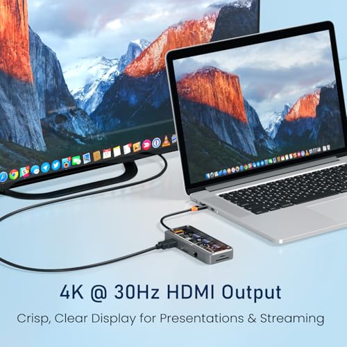 Image of Portronics MPort View Three 10-in-1 USB-C Docking Station, 100 W PD Charging, 4K HDMI, VGA, RJ45 Ethernet, SD /TF Card Slots, USB 3.0 /2.0 Ports, 3.5 mm Audio, for All Type C Devices, Windows /MacBook