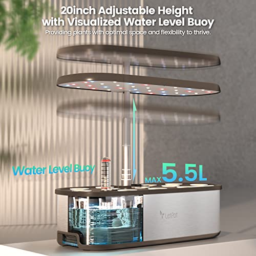 LetPot LPH-SE Hydroponics Growing System, 12 Pods Smart Herb Garden Kit Indoor, Indoor Garden, APP & WiFi Controlled, with 24W Growing LED, 5.5L Water Tank, Pump System, Automatic Timer - Image 5
