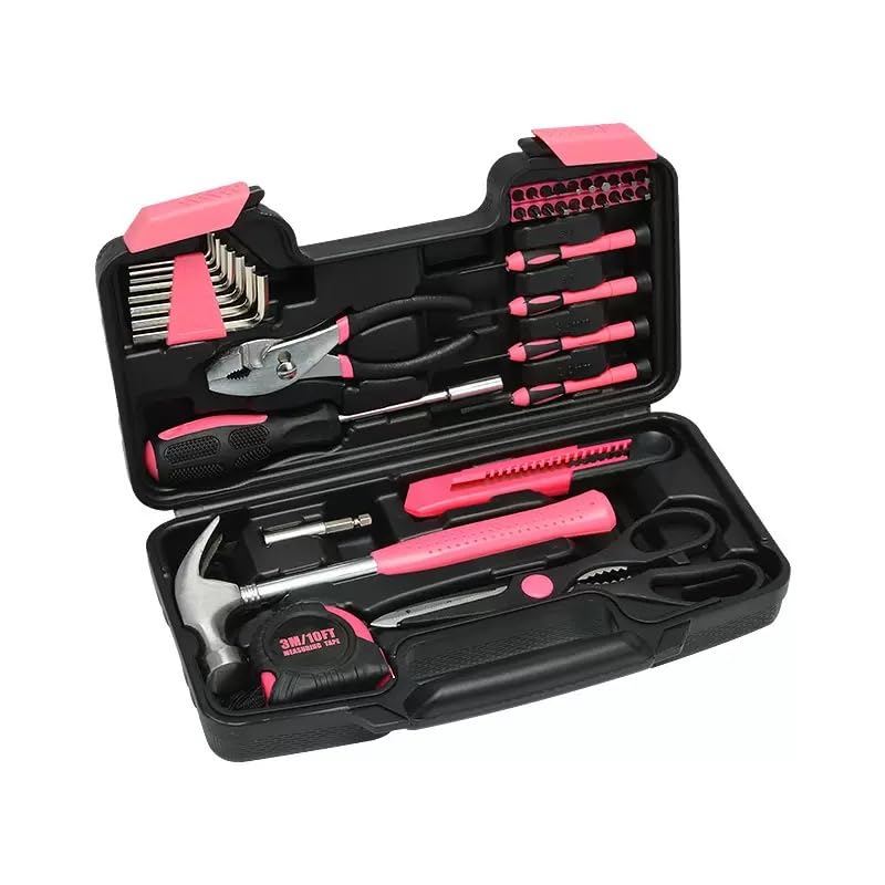 39 Pcs All Purpose Basic Household Pink Tool Kit for Women - image 1