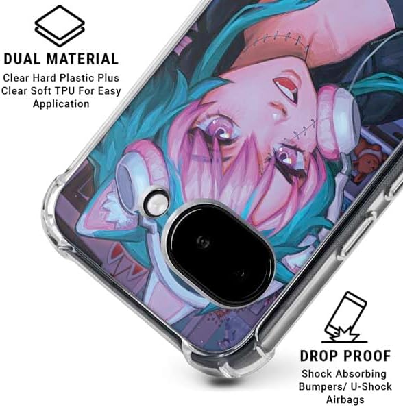 Skinit Clear Phone Case Compatible with Google Pixel 9a - Officially Licensed Anime Catgirl Gamer Nerd by Ivy Dolamore Design