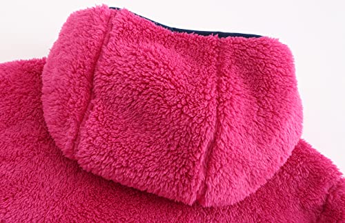 Image of Girl's Jacket Kids Full Zip Ultra Soft Sherpa Fleece Hoodie Sweatshirt