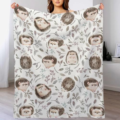 Bonita manta de erizo súper suave y acogedora, manta de franela ligera y cómoda, manta de felpa cálida para sofá, cama, viajes y camping, regalos