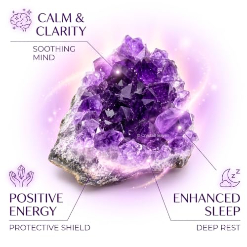 Image of Amethyst Crystal Stone Certified Cluster - Raw Amethyst Stone Original Certified for Energy Cleansing, Meditation, Chakra Balancing, Healing and Decoration Gift