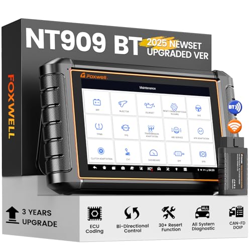 Foxwell NT909 OBD2 Scanner, Wireless Bidirectional Scan Tool, ECU Coding, OEM Full System Coverage, CAN FD & DOIP, 30+ Resets, FCA AutoAuth, V.A.G Guide, 3 Yrs Free Update, Upgrade of NT809 BT