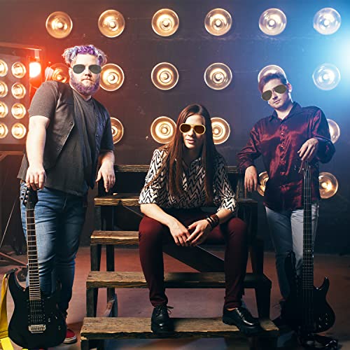 AOVNA Gold Rockstar Style Glasses 50s Fancy Dress Rockstar Glasses, Gold, Black - Image 4