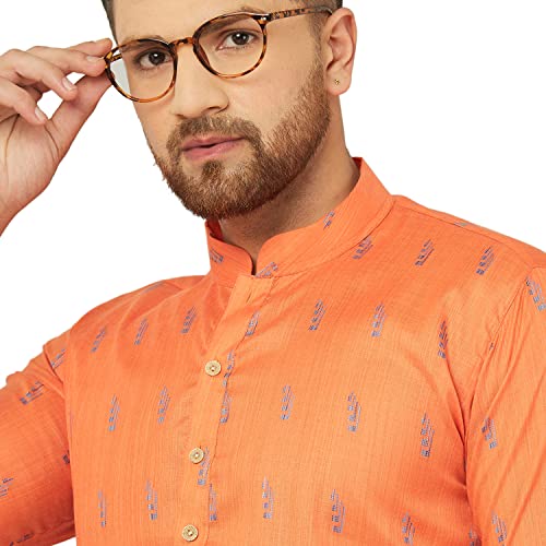 Image of Traditional Cotton Self Design Kurta Pajama Set For Men