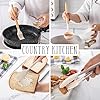 Country Kitchen Non Stick Silicone Utensil Set with Rounded Wood Handles for Cooking and Baking, 14 Piece Set, Khaki #3