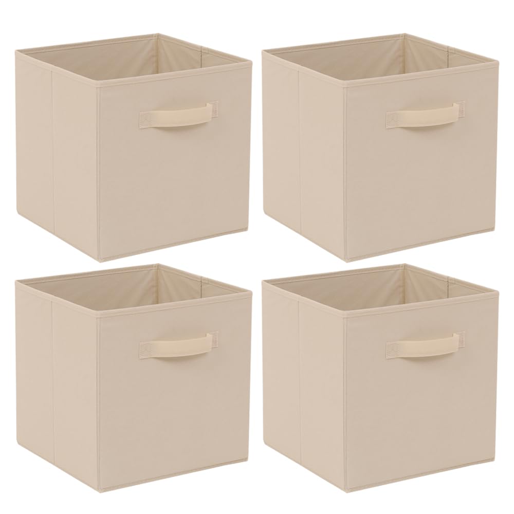 Homullel Foldable Storage Cube Boxes Set of 4, Storage Unit Box with Handle, Collapsible Storage Bins Organiser for Shelf Closet Organization