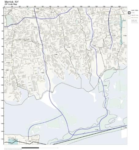 Amazon.com: Working Maps Zip Code Wall Map of Merrick, NY Zip Code Map ...