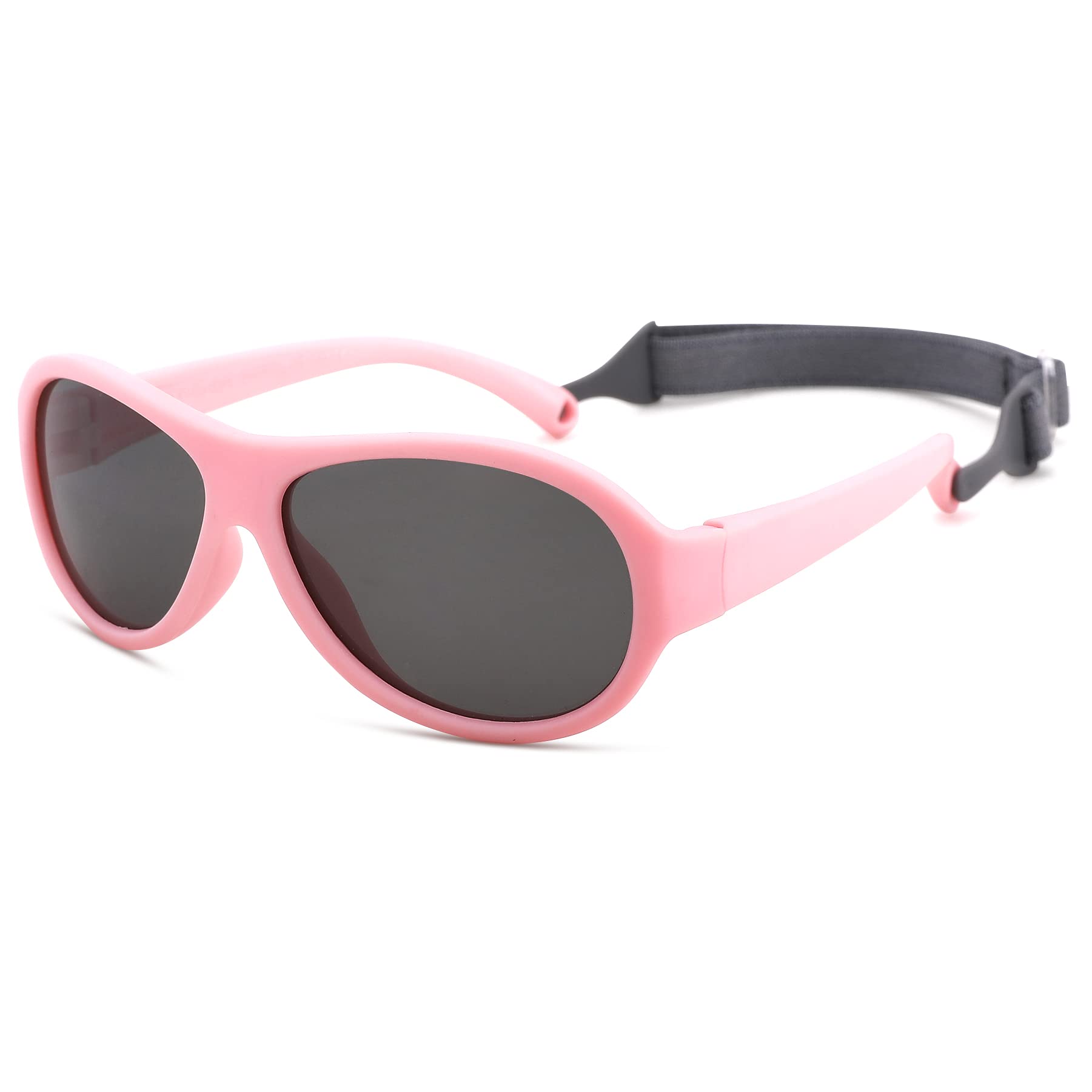 Flexible Baby-Sonnenbrille, polarisiert, niedlich, oval, mit Riemen, für Kleinkinder, Jungen, Mädchen, Alter 0–24 Monate